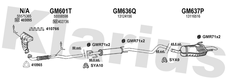 Klarius GM601T - Centre Pipe  - Fits Opel Zafira 1.6i