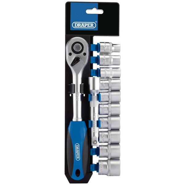Metric Socket and Ratchet Set, 1/2" Sq Dr (12 Piece)
