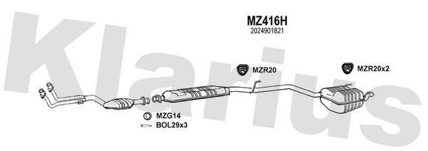 Klarius MZ416H - Box With Tail Pipe  - Fits Mercedes C180 1.8i