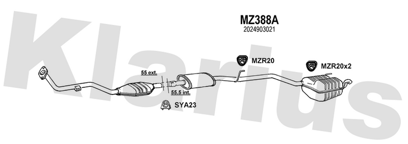 Klarius MZ388A - Box With Tail Pipe  - Fits Mercedes C180 1.8i