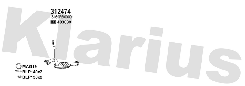 Klarius 312474 - Catalyst Type Approved Withpip  - Fits Honda Jazz III 1.2