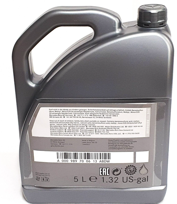 Mercedes-Benz Genuine 5L Engine Oil SAE 5W-30 MB 229.52