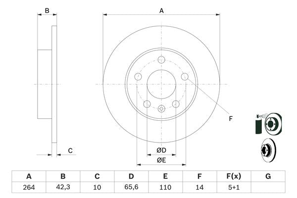 Bosch Brake Disc Pair Part No - 0986478884