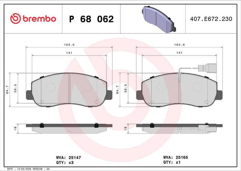 Brembo Brake Pad Set - P68062