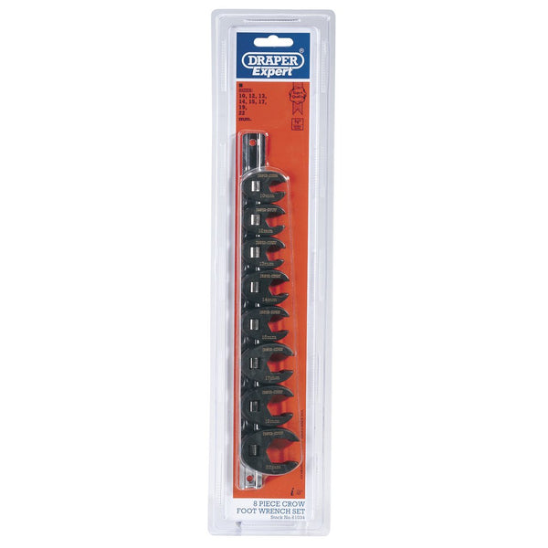Metric Crow Foot Spanner Set on a Metal Rail, 3/8" Sq Dr (8 Piece)