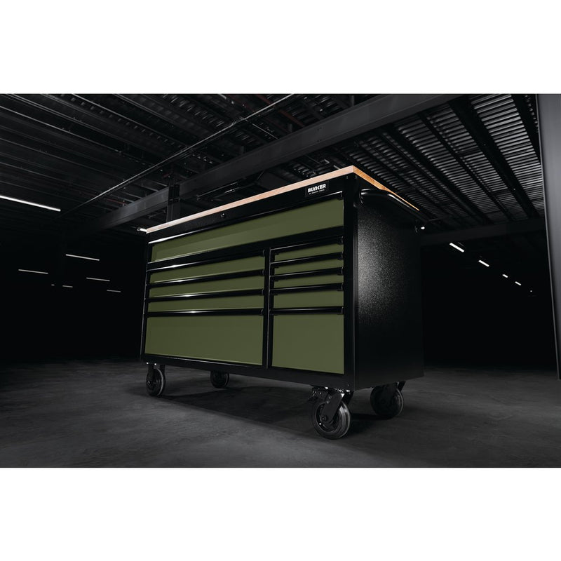 Draper 56" 10 Drawer Trolley Green - 8236