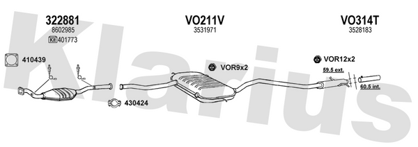 Klarius 322881 - Catalyst Type Approved Withpip  - Fits Volvo 850 2.0i