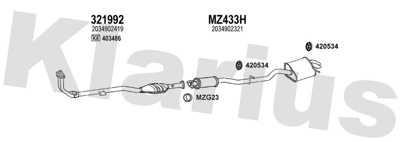 Klarius 321992 - Catalyst Type Approved Withpip  - Fits Mercedes C180 2.0i