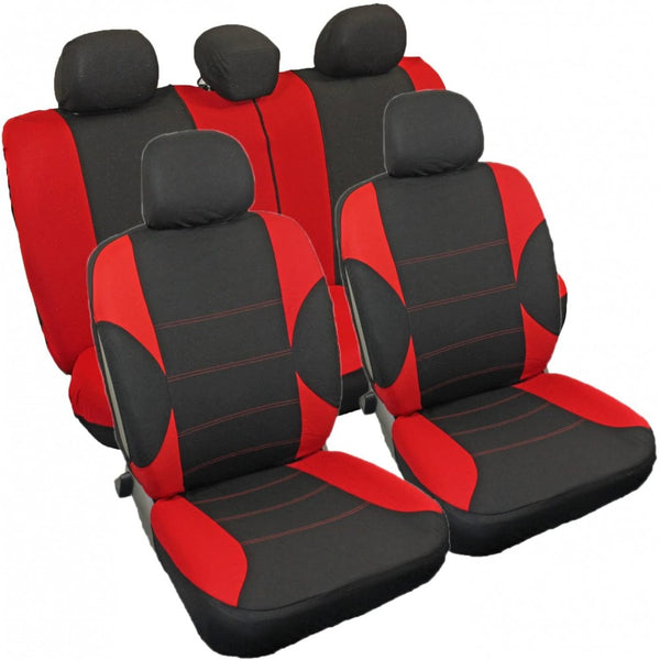 Streetwize Arkansas Polyester 11 pce Seat Cover Set with Zips in Red