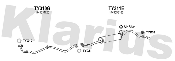 Klarius TY310G - Front Pipe  - Fits Toyota Hi-Lux 2.4D