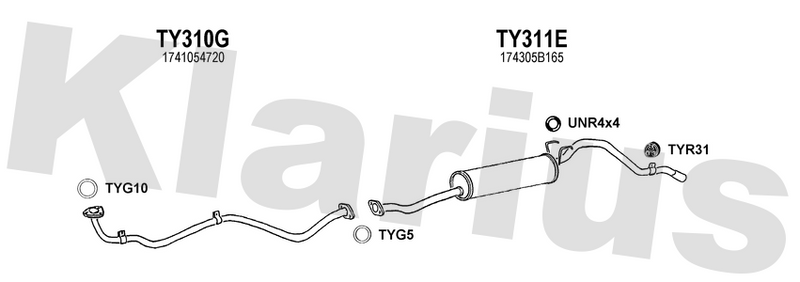 Klarius TY310G - Front Pipe  - Fits Toyota Hi-Lux 2.4D