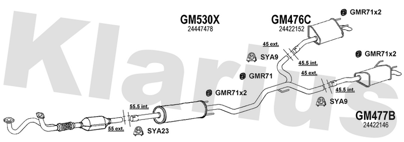 Klarius GM530X - Box With Centre Pipe  - Fits Opel Vectra 3.2i