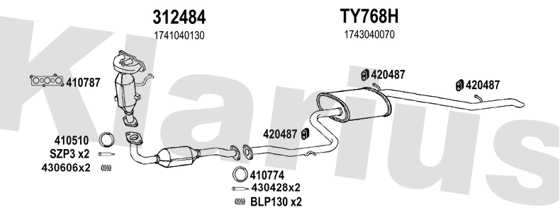Klarius 312484 - Catalyst Type Approved  - Fits Toyota IQ 1.0