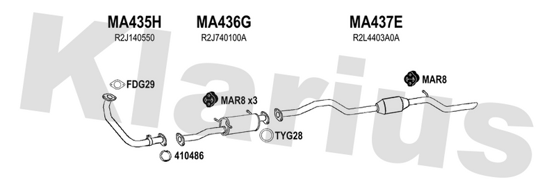 Klarius MA435H - Front Pipe  - Fits Mazda E2200 2.2D
