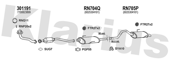 Klarius 301191 - Front Pipe For Cat  - Fits Renault Espace 2.0i