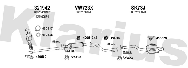 Klarius VW723X - Box With Centre Pipe  - Fits Skoda Octavia 1.9TDi