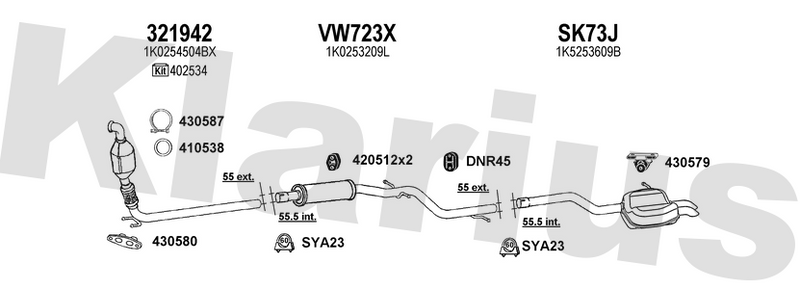 Klarius VW723X - Box With Centre Pipe  - Fits Skoda Octavia 1.9TDi