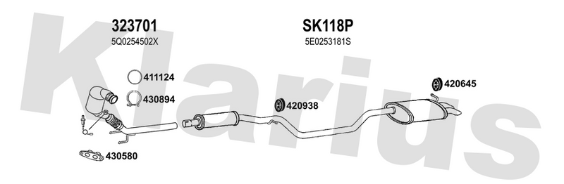 Klarius 323701 - Catalyst Type Approved Withpip  - Fits Audi A3 1.4TFSi