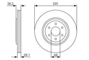 Bosch Brake Disc Single BD1938 - 0986479S35