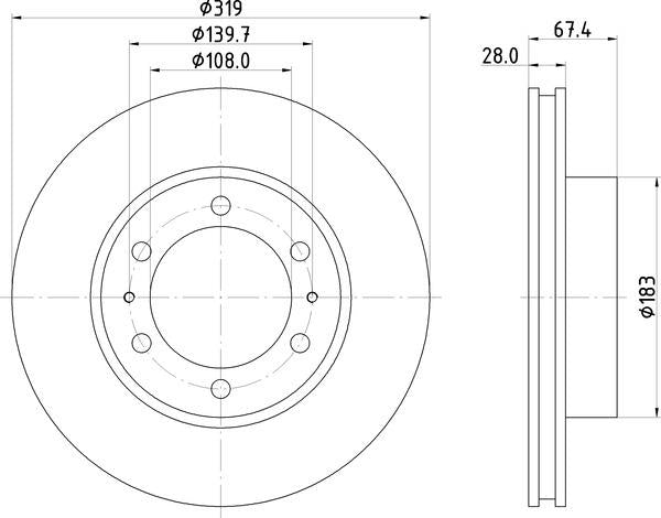 Mintex Brake Discs fits -Toyota S302:5 MDC2803C (also fits other vehicles)