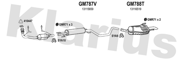 Klarius GM787V - Box With Centre Pipe  - Fits Opel Zafira II 2.2