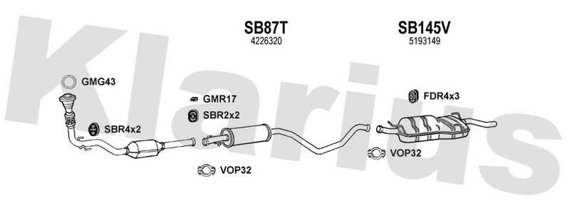 Klarius SB87T - Box With Centre Pipe  - Fits Saab 9-3 2.2TiD