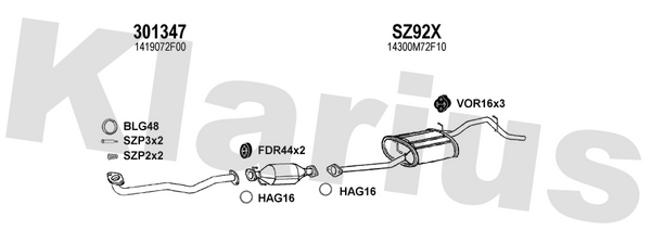 Klarius 301347 - Front Pipe For Cat  - Fits Suzuki Alto 1.0i
