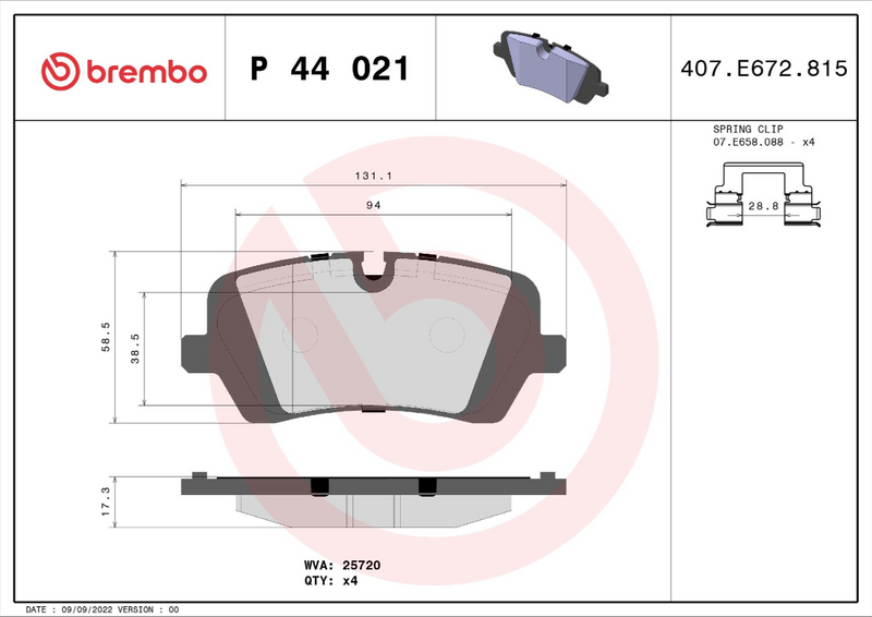 Brembo Brake Pad Set - P44021