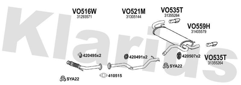 Klarius VO516W - Front Pipe  - Fits Volvo V40 2.0 D