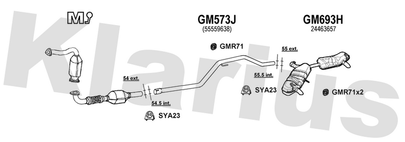 Klarius GM573J - Centre Pipe  - Fits Opel Signum 1.9CDTi