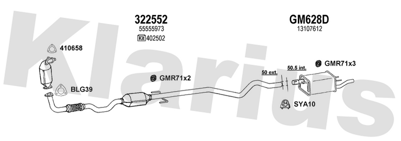 Klarius 322552 - Catalyst Type Approved Withpip  - Fits Opel Combo 1.7CDTi