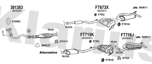 Klarius 301383 - Front Pipe For Cat  - Fits Fiat Brava 1.6i