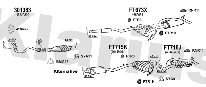Klarius 301383 - Front Pipe For Cat  - Fits Fiat Brava 1.6i