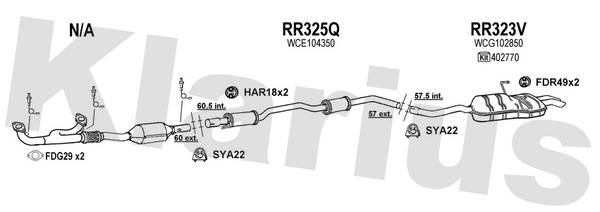 Klarius RR325Q - Box With Centre Pipe  - Fits Rover 75 2.0i,2.5i