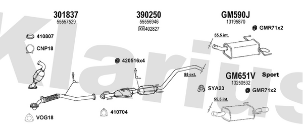 Klarius 301837 - Front Pipe For Cat  - Fits Opel Astra H 1.9CDTi