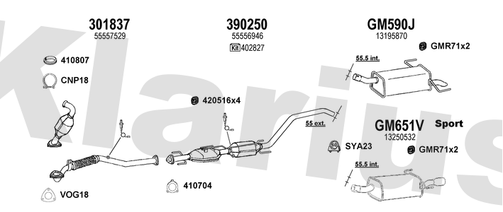 Klarius 301837 - Front Pipe For Cat  - Fits Opel Astra H 1.9CDTi