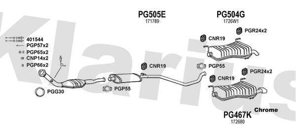 Klarius PG505E - Box With Centre Pipe  - Fits Peugeot 306 1.8i