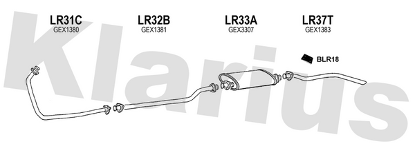Klarius LR31C - Front Pipe  - Fits Land Rover 109 2.6