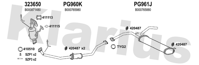 Klarius 323650 - Catalyst Type Approved Withpip  - Fits Citroen C1 1.0VTi