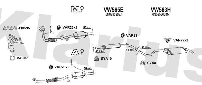 Klarius VW565E - Box With Centre Pipe  - Fits Volkswagen Polo 1.4i