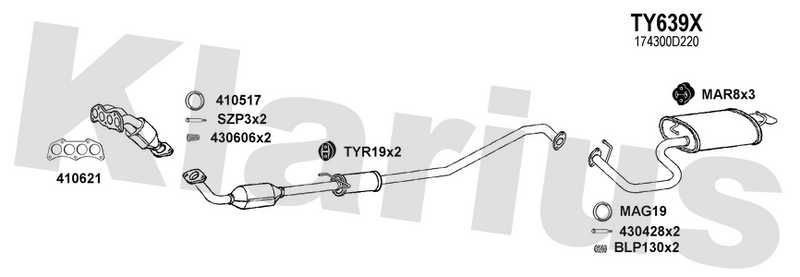 Klarius TY639X - Box With Tail Pipe  - Fits Toyota Avensis 1.8VVTi