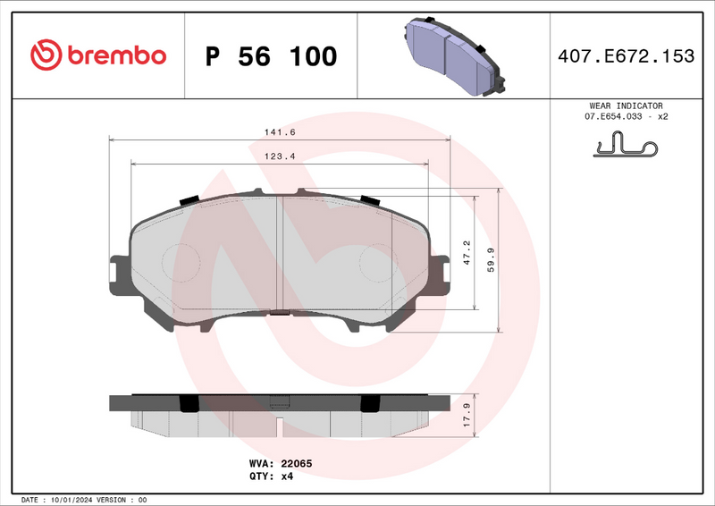 Brembo Brake Pad Set - P56100