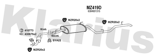 Klarius MZ419D - Box With Tail Pipe  - Fits Mercedes Vito 2.2CDi