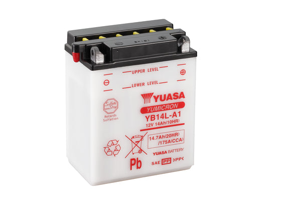 YB14L-A1 (DC) 12V Yuasa Yumicron Motorcycle Battery