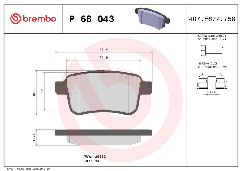 Brembo Brake Pad Set - P68043