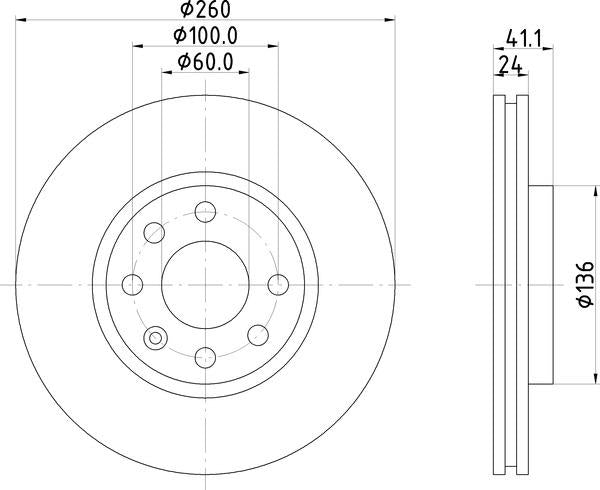 Mintex Brake Discs fits -Opel Vauxhall V260:4 MDC1455C (also fits other vehicles)