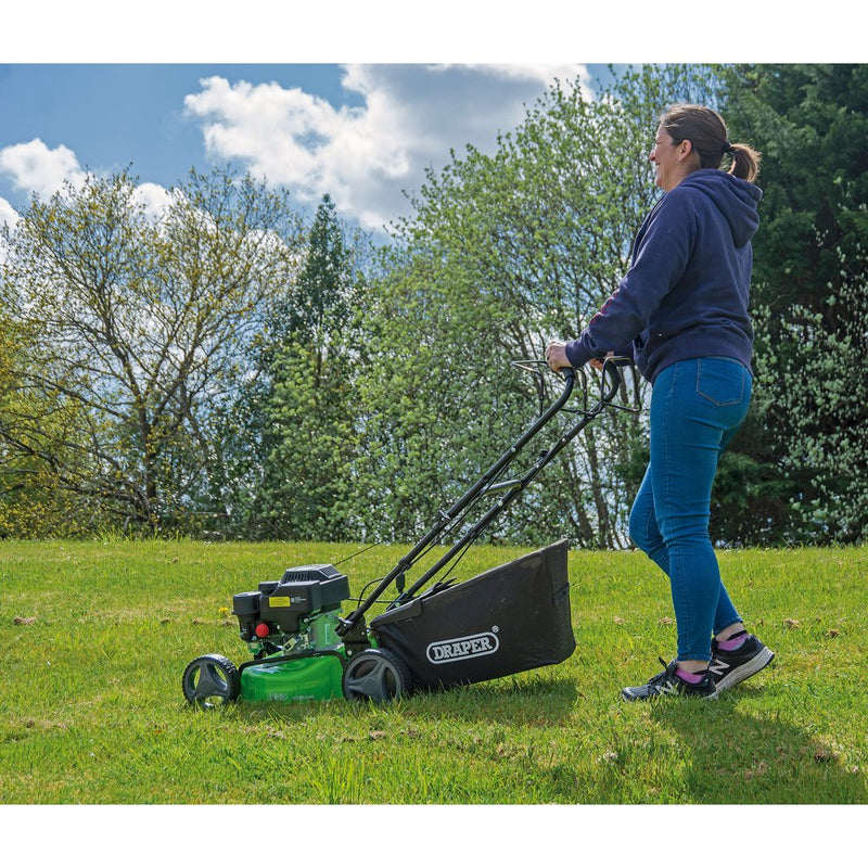 Steel Deck Petrol Lawn Mower, 420mm, 132cc/3.3HP