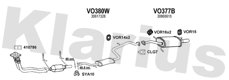Klarius VO380W - Box With Centre Pipe  - Fits Volvo S40 1.6i,1.8i