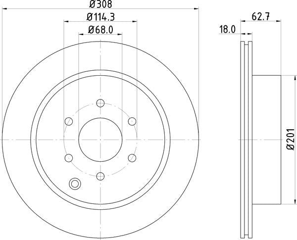 Mintex Brake Discs fits -Nissan V328:5 MDC2098 (also fits other vehicles)