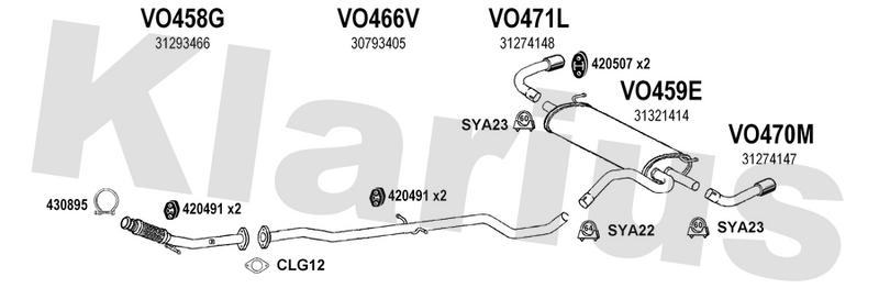 Klarius VO458G - Front Pipe  - Fits Volvo S60 2.0D